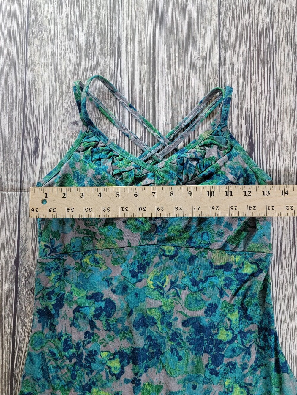 REI Floral Racerback Tank Top With Built In Bra - Picture 6 of 7